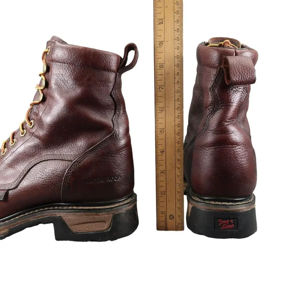 Tony Lama Shoes Mens 10 Boots Work Timber Lace Up Leather Waterproof Utility Mid